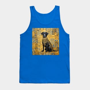 Gustav Klimt Style Dog with Blue and Gold Patterns Tank Top